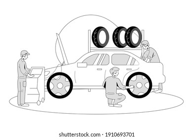 Car Diagnostics Test Vector Illustration concept. Flat illustration isolated on white background.