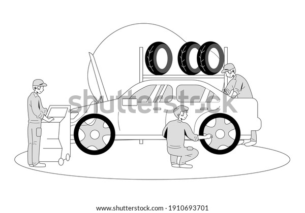 Car Diagnostics Test Vector\
Illustration concept. Flat illustration isolated on white\
background.