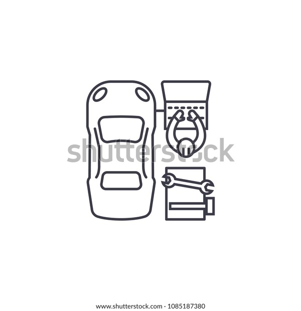 car diagnostics vector line icon, sign,\
illustration on background, editable\
strokes