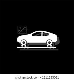 Car diagnostics. White flat simple icon with shadow