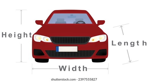 Icono de dimensiones del coche. ilustración vectorial