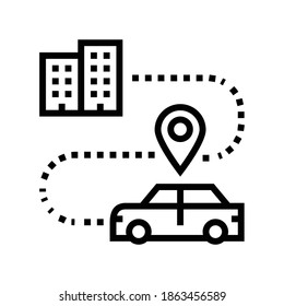 car direction tracking at home line icon vector. car direction tracking at home sign. isolated contour symbol black illustration