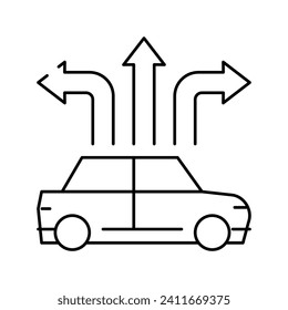 car directions line icon vector. car directions sign. isolated contour symbol black illustration
