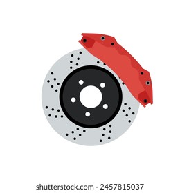 Car Disc Brake, Flat Vector Illustration Design 