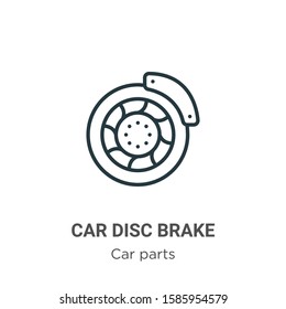 Car disc brake outline vector icon. Thin line black car disc brake icon, flat vector simple element illustration from editable car parts concept isolated on white background