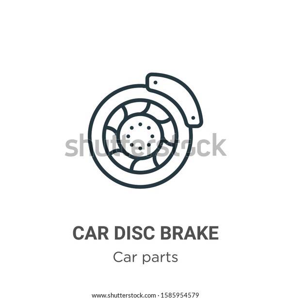 Car disc brake\
outline vector icon. Thin line black car disc brake icon, flat\
vector simple element illustration from editable car parts concept\
isolated on white\
background
