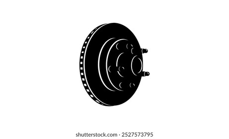 Car Disc Brake Rotor, black isolated silhouette