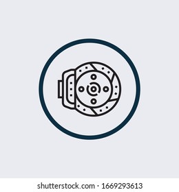 Icono del vector del freno de Camión en fondo blanco. Signo de icono del freno de camión plano vectorial de la colección de piezas de camión moderna para el concepto móvil y el diseño de aplicaciones web.