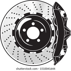 Car Disc Brake vector illustration black and transparent for conceptual design