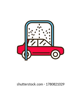 Car disinfection black line icon. Automatic car wash. Pictogram for web, mobile app, promo. UI UX design element