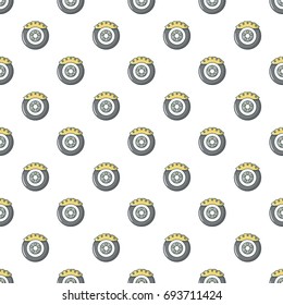 Car disk brake pattern in cartoon style. Seamless pattern vector illustration