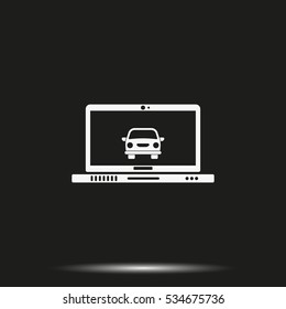 Car in display laptop icon.