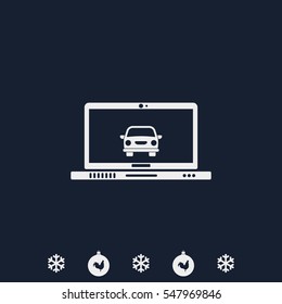 Car in display laptop icon.
