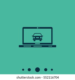Car in display laptop icon.