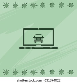 Car in display laptop icon.