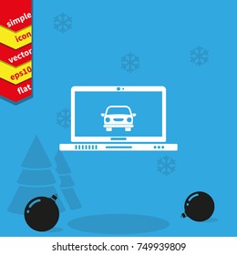 Car in display laptop icon.