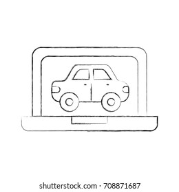 car in display laptop icon service diagnostic