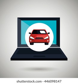 car in display laptop isolated icon design, vector illustration  graphic 