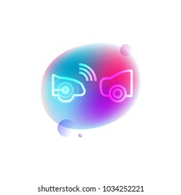 Car distance sensor vector icon in white outline style on neon gradient background.