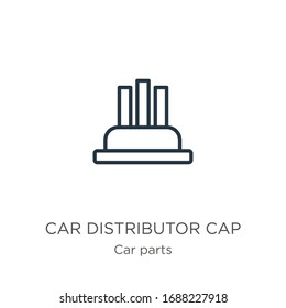 Car distributor cap icon. Thin linear car distributor cap outline icon isolated on white background from car parts collection. Line vector sign, symbol for web and mobile