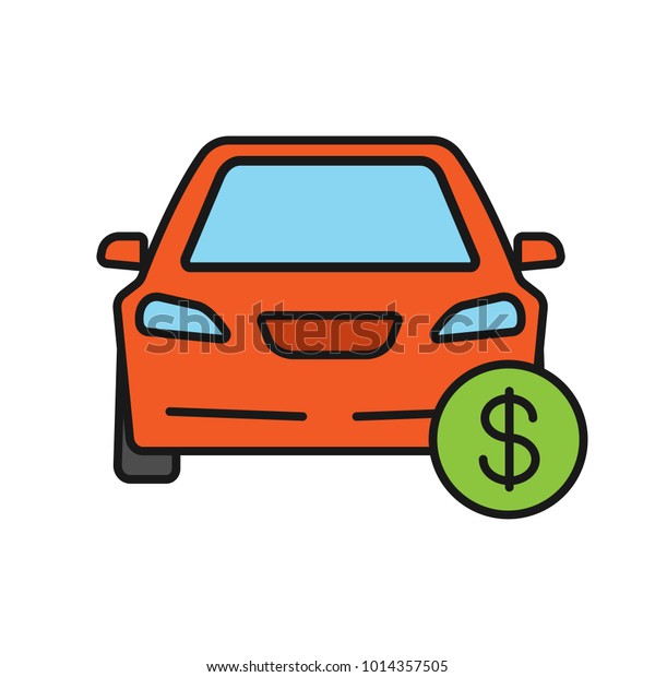 Car\
with dollar sign color icon. Automobile buying or sale. Auto\
workshop service prices. Isolated vector\
illustration