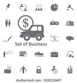 car with dollar sign icon. Simple element illustration. Business icons universal for web and mobile on white background