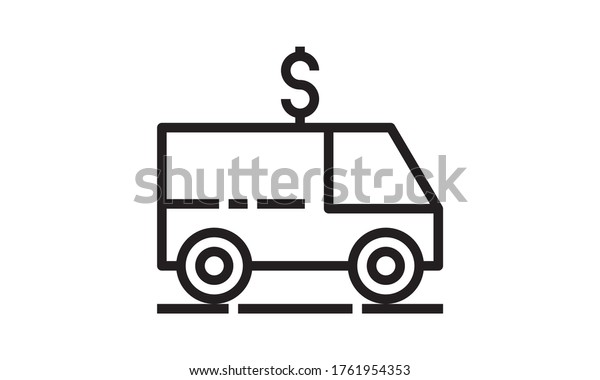 Car with dollar sign vector icon flat style\
graphical design.