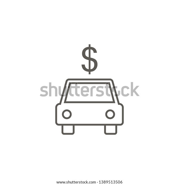 Car, dollar vector icon. Simple\
element illustration from map and navigation concept. Car, dollar\
vector icon. Real estate concept vector\
illustration.