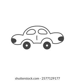 Car doodle Icon. Hand drawn vehicle symbol in cartoon style. Automobile outline sign. Vector illustration