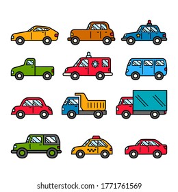 Ilustración del doodle del coche fondo aislado