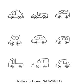 Car doodle line vector illustration