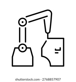 Car door assembly icon. Industry and automotive manufacturing line symbol. Black and white.