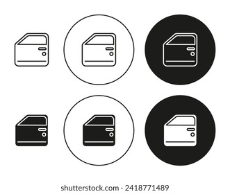 car door flat line icon collection. car door set in black and white color vector
