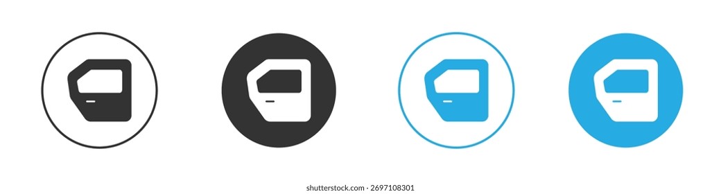 Icono de la puerta del coche en Vector plano editable en blanco y negro