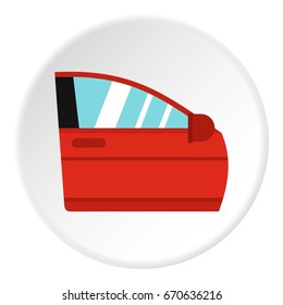 Car door icon in flat circle isolated vector illustration for web