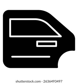 car door icon Flat outline fill black and white