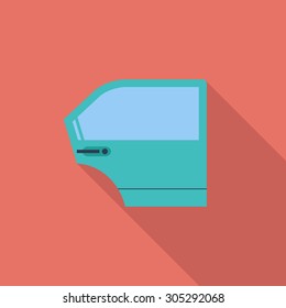 Car door icon. Flat vector related icon with long shadow for web and mobile applications. It can be used as - logo, pictogram, icon, infographic element. Vector Illustration.