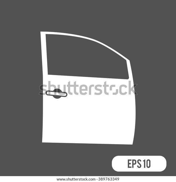 Car door Icon.  Isolated on White Background.\
Black silhouette