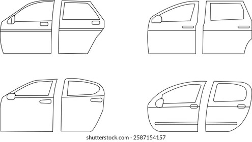 car door icon set, Modern Simple styles of vector graphic designs elements, auto service, repair, car detail related to car service auto garage, ,window, spare part. isolated on transparent background