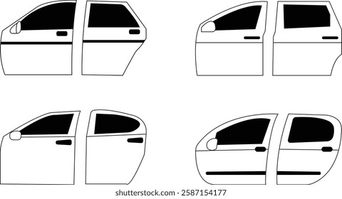 car door icon set, Modern Simple styles of vector graphic designs elements, auto service, repair, car detail related to car service auto garage, ,window, spare part. isolated on transparent background