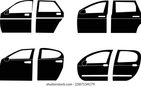 car door icon set, Modern Simple styles of vector graphic designs elements, auto service, repair, car detail related to car service auto garage, ,window, spare part. isolated on transparent background