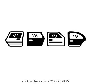 car door icon symbol sign vector design black white color illustration simple modern style collection set isolated