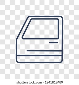 car door icon. Trendy linear car door logo concept on transparent background from car parts collection