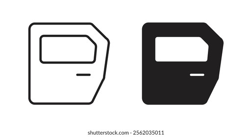 car door icons in flat and line style set.