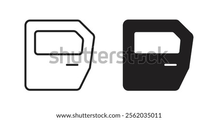 car door icons in flat and line style set.