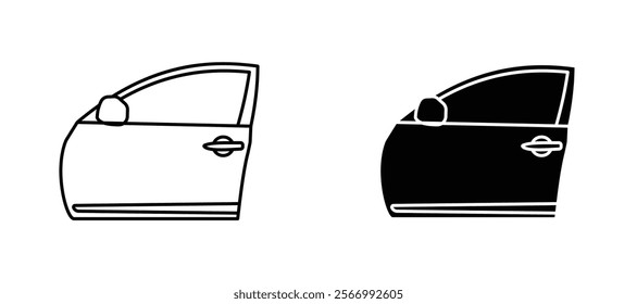 Car door icons in outline and fill. vector illustration for ui.