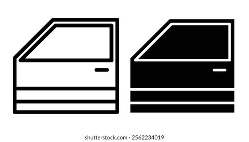 Car Door Icons pack in outlined and flat versions