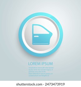 Car door isolated blue icon on white background, auto service, repair, car detail vector