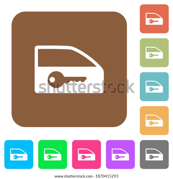 Car door lock flat icons on rounded square\
vivid color backgrounds.