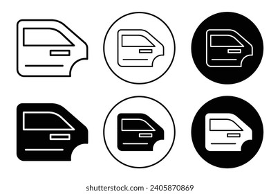 car door panting icon thin line symbol. door tint or dent fixing repair service vector illustration set